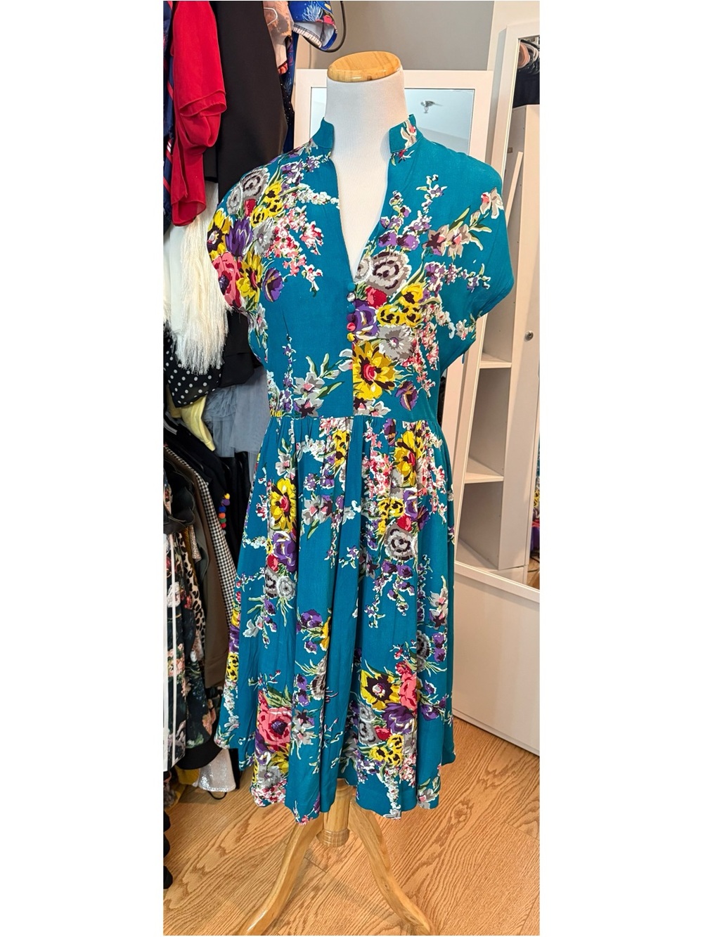 Rare Vintage Inspired Trashy Diva Ashley Dress in Turquoise Floral Size 6